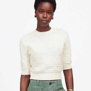 NWT Madewell White Textural-Stitch Cotton Sweater - Size: Large